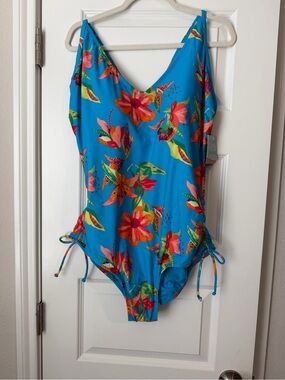 Shade & Shore Floral Tropical One-Piece Swimsuit Sz 22